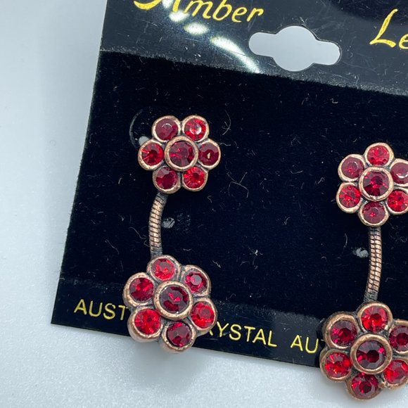 Red Gemstone Flower Earrings for pierced ears - Really cute - Picture 8 of 9
